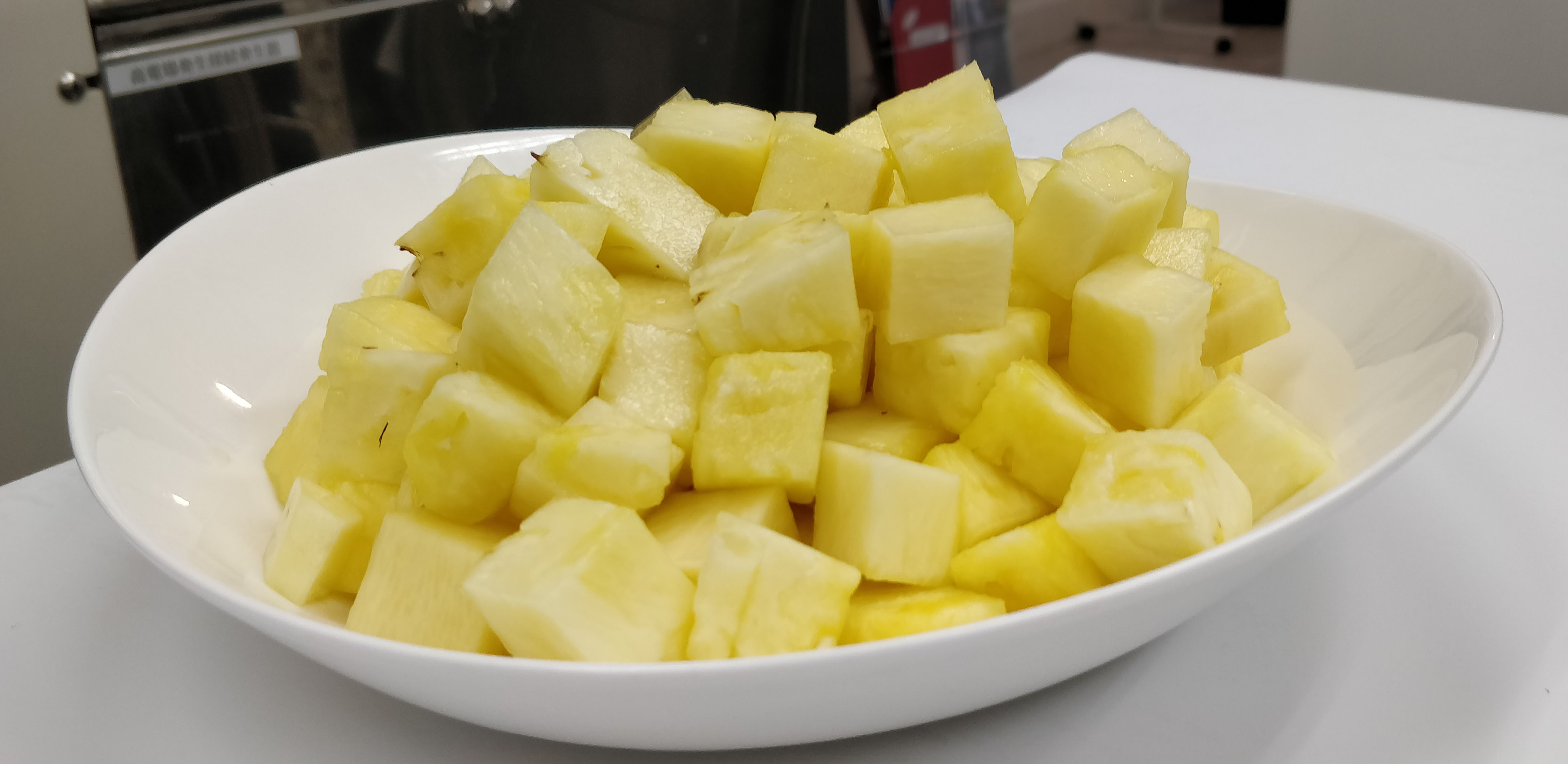 Prior to freezing pineapple