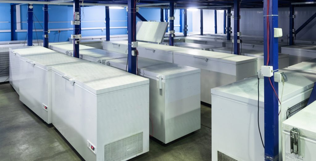 Image of storage freezers in a factory